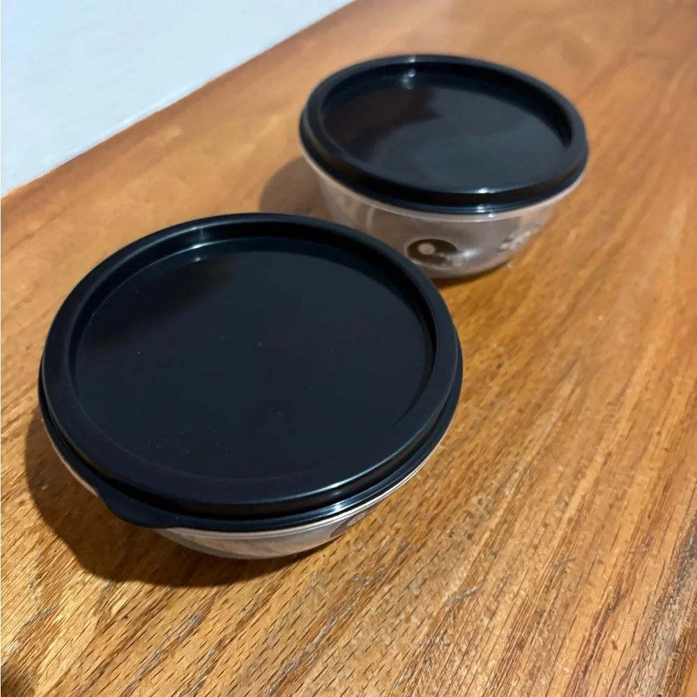2 Pittsburgh Steelers Clear Small Snack Bowls with Black Lids